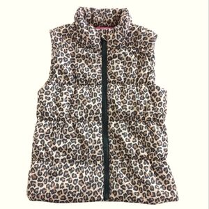 Little Girls Leopard Puffer Vest (Size Small)